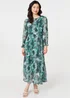 Izabel London Green Animal Print Semi Sheer Maxi Dress - 16 Image 1
