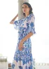Yumi Blue Paisley Wrap Midi Dress With 3/4 Sleeves - 20 Image 2