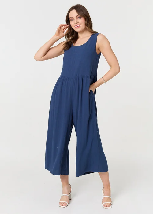 Izabel London Indigo Relaxed Sleeveless Wide Crop Jumpsuit - 8 Image 1