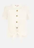 Yumi White Jersey Button Detail T Shirt With Broderie Anglaise Sleeves & Tie Front - Size 8 Image 3