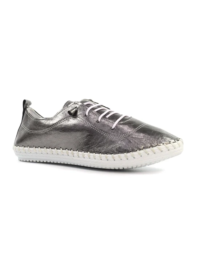 Lunar Pewter St Ives Leather Plimsoll