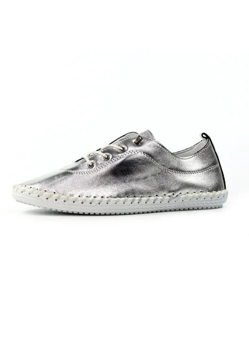 Lunar Silver St Ives Leather Plimsoll - Size 5 Image 4