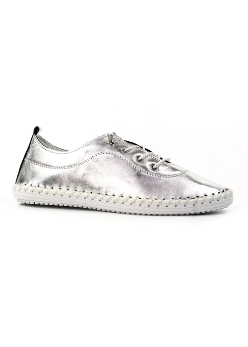 Lunar Silver St Ives Leather Plimsoll - Size 5 Image 2