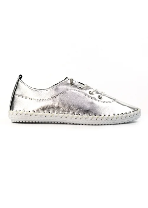 Lunar Silver St Ives Leather Plimsoll - Size 5 Image 3