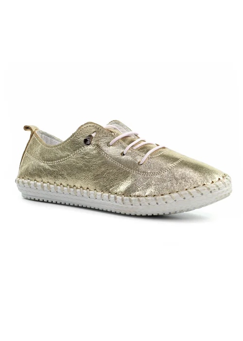 Lunar Gold St Ives Leather Plimsoll - Size 6 Image 2
