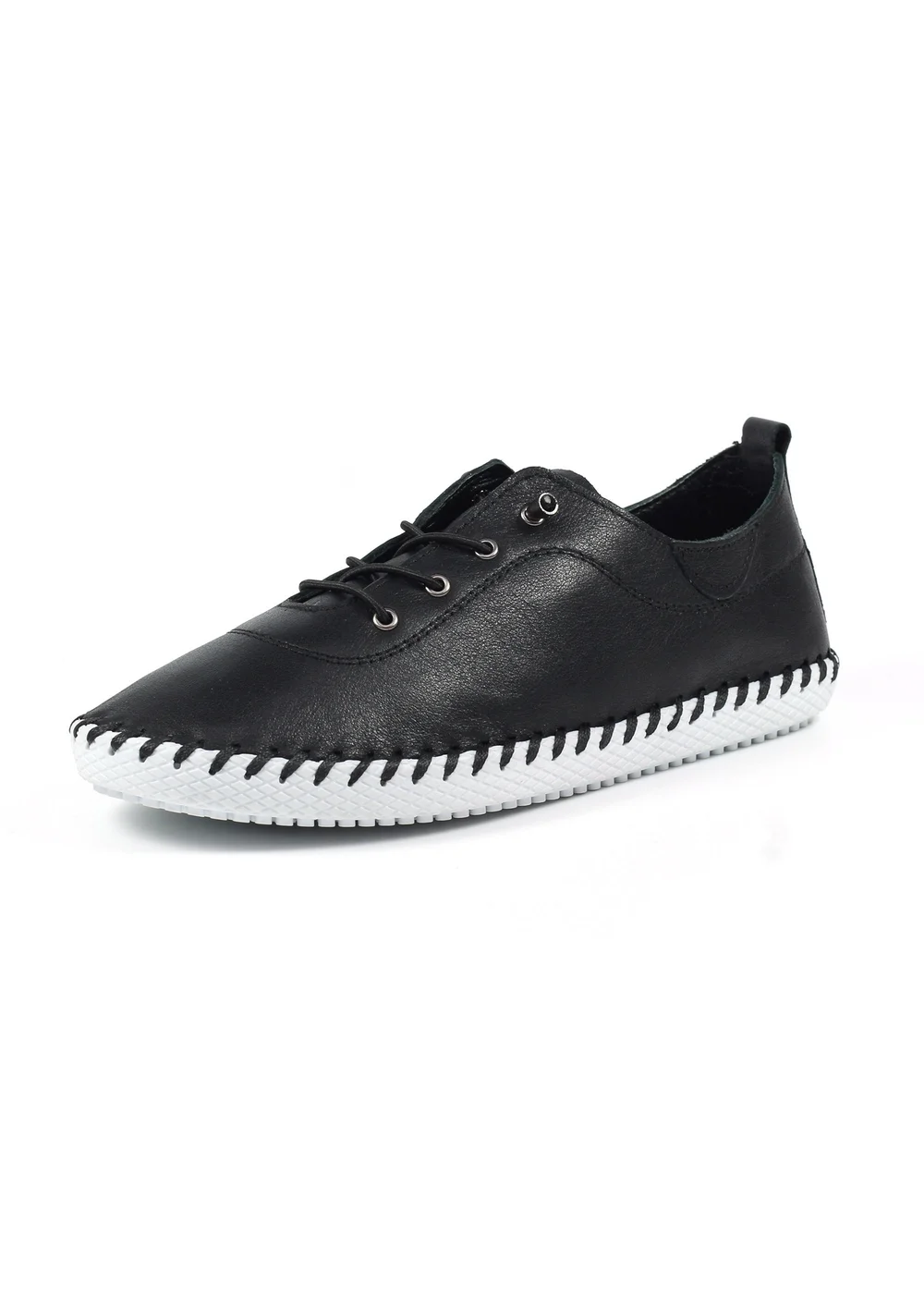 Lunar Black St Ives Leather Plimsoll - Size 6 Image 3