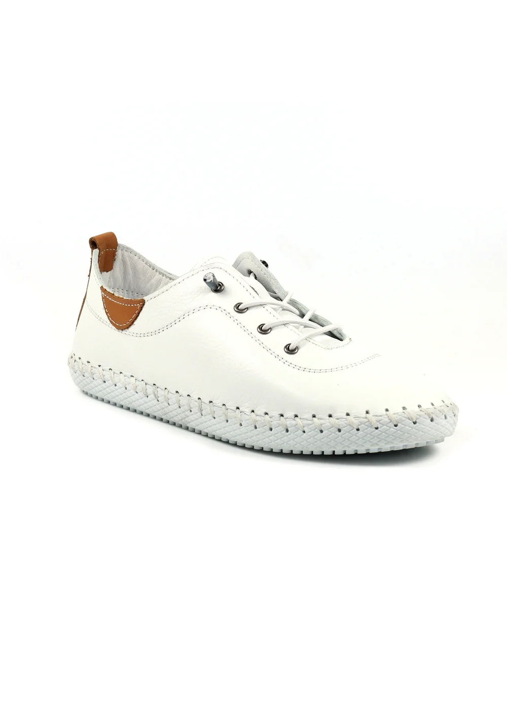 Lunar White St Ives Leather Plimsoll - Size 9 Image 1