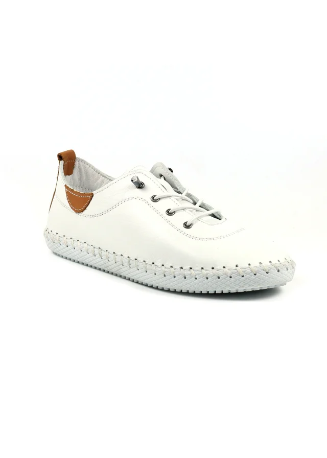 Lunar White St Ives Leather Plimsoll