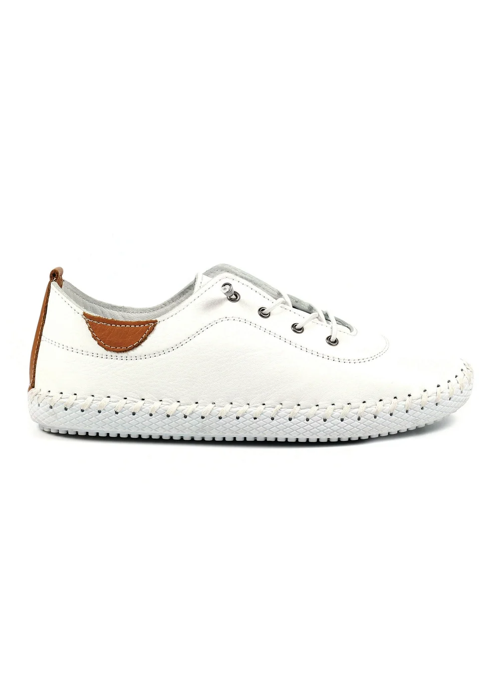 Lunar White St Ives Leather Plimsoll - Size 9 Image 2