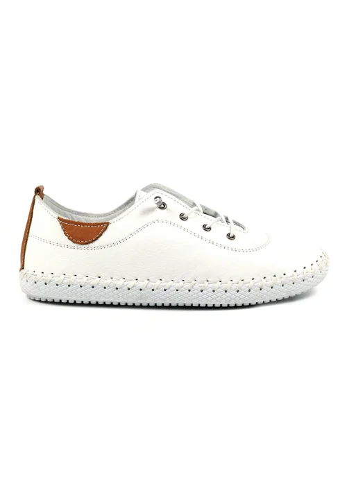 Lunar White St Ives Leather Plimsoll - Size 9 Image 2
