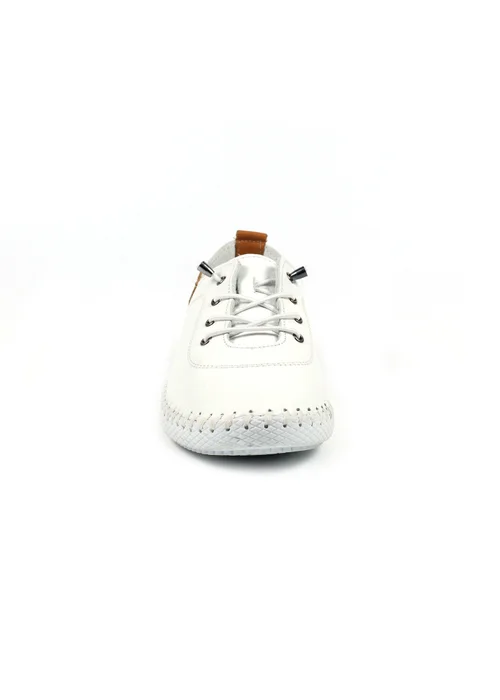 Lunar White St Ives Leather Plimsoll - Size 9 Image 4