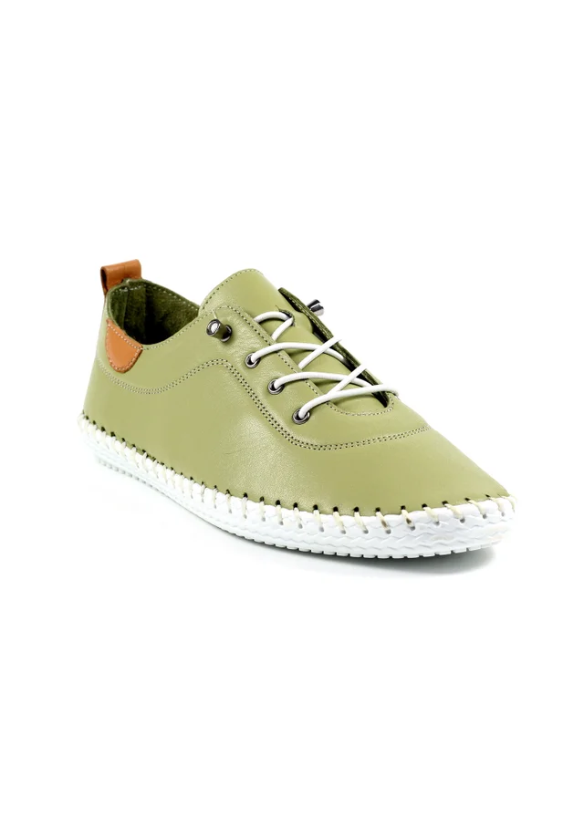 Lunar Khaki St Ives Leather Plimsoll