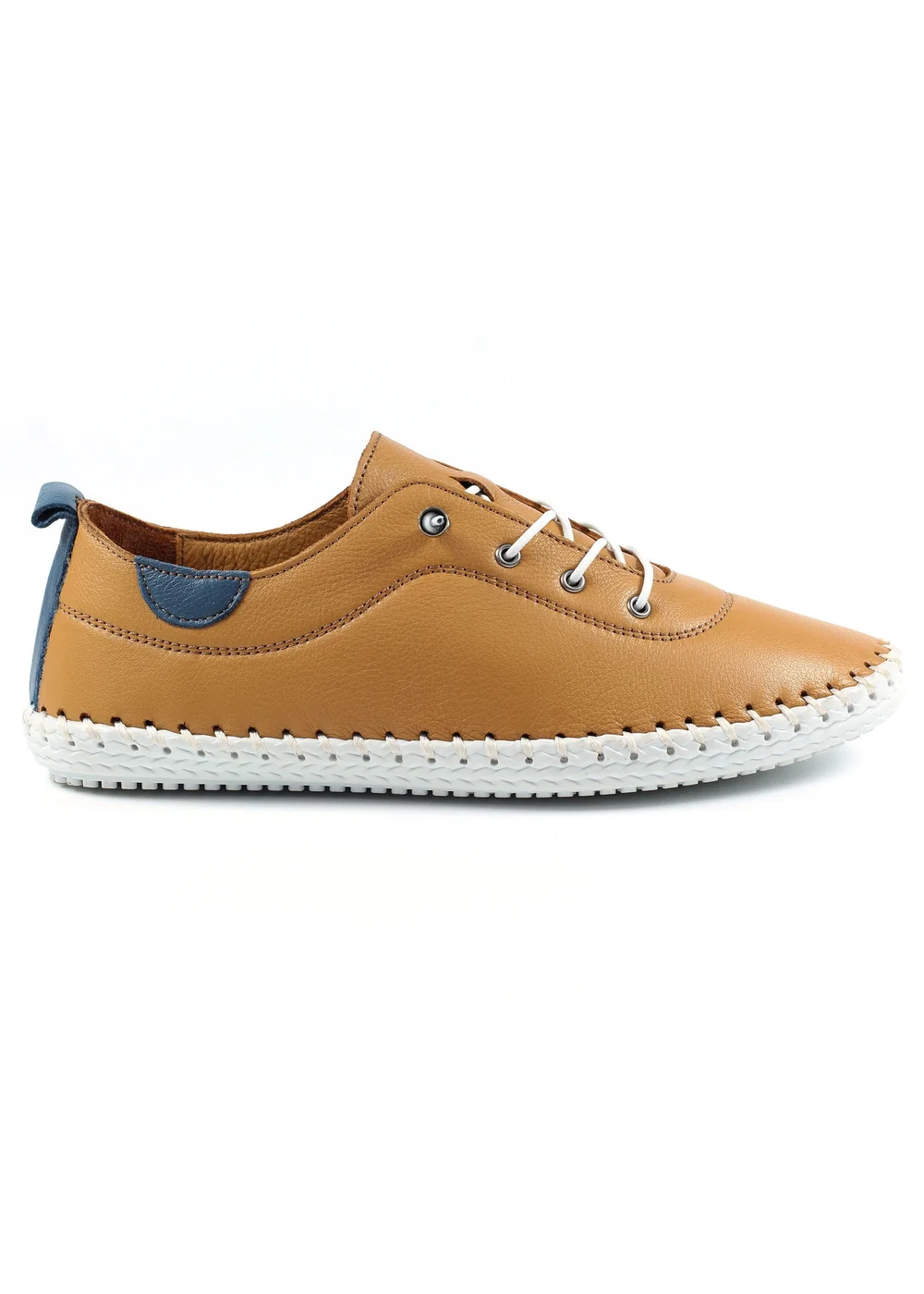 Lunar Tan St Ives Leather Plimsoll - Size 8 Image 2
