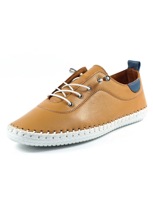 Lunar Tan St Ives Leather Plimsoll - Size 8 Image 3