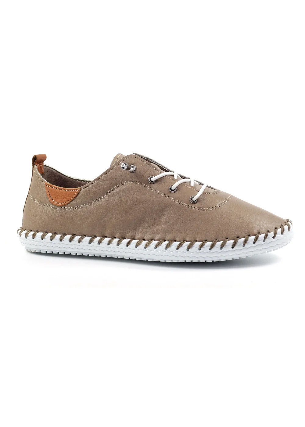 Lunar Taupe St Ives Leather Plimsoll - Size 4 Image 1
