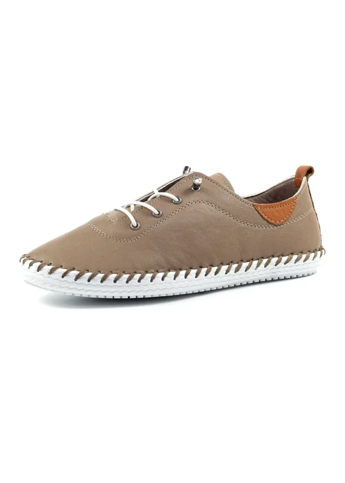 Lunar Taupe St Ives Leather Plimsoll - Size 4 Image 3