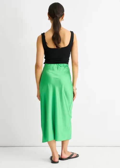 Gini London Green Satin High Waist Midi Skirt - Size 14 Image 2