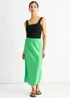 Gini London Green Satin High Waist Midi Skirt - Size 14 Image 1
