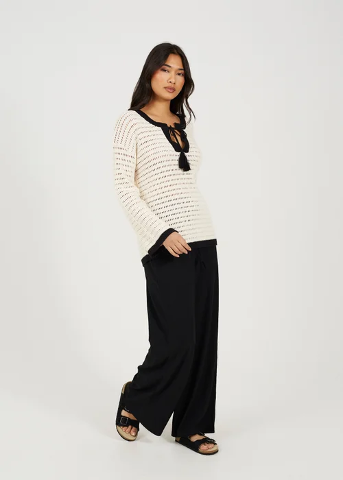 Brave Soul Cream Loose Knit V Neck Jumper - L Image 4