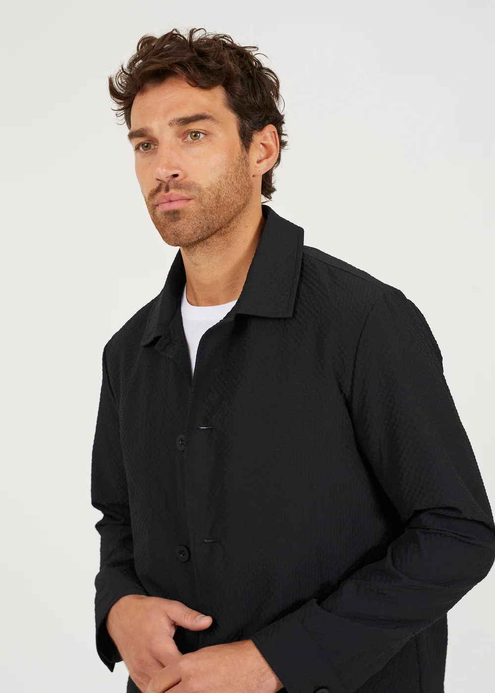 Brave Soul Black Seersucker Shacket - S Image 3