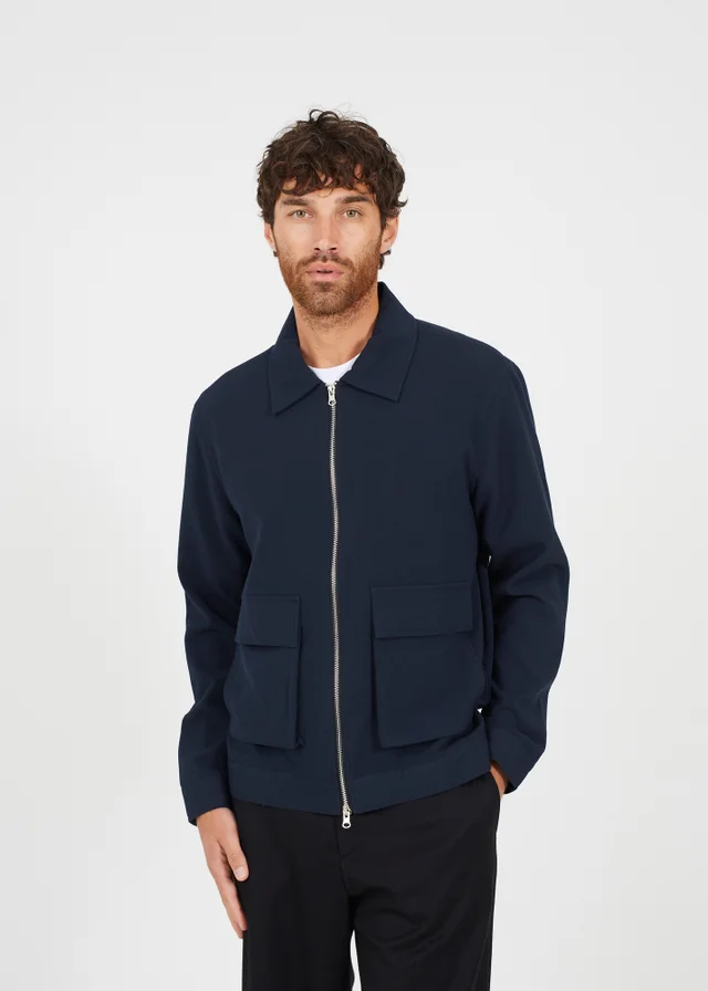 Brave Soul Navy Patch Pocket Harrington Jacket