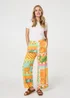Izabel London Orange Tropical Tile Print Wide Leg Trousers - 12 Image 3