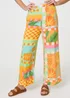Izabel London Orange Tropical Tile Print Wide Leg Trousers - 12 Image 5