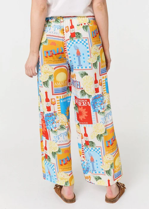 Izabel London Orange Riviera Print Wide Leg Trousers - 14 Image 3