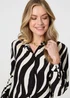 Izabel London Black Zebra Print Long Sleeve Relaxed Shirt - 12 Image 3