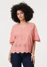 Izabel London Pink Broderie Anglaise Angel Sleeve Blouse - S/M Image 1