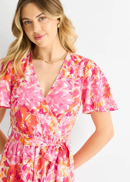 Gini London Red Floral Wrap Belted Midi Dress - 8 Image 3