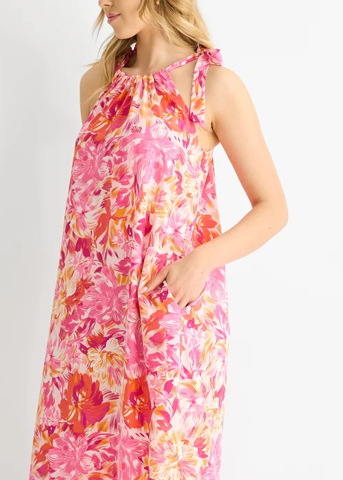 Gini London Red Floral Tie Straps Trapeze Dress - S/M Image 3