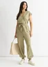 Gini London Sage Green Wrap Belted Utility Jumpsuit - 10 Image 4