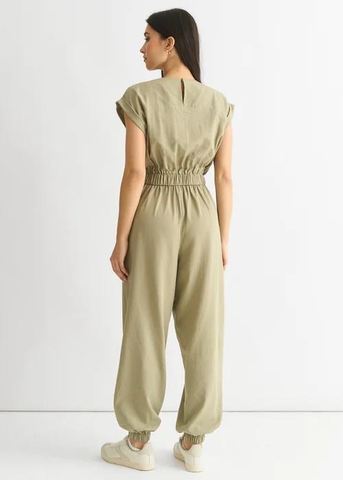 Gini London Sage Green Wrap Belted Utility Jumpsuit - 10 Image 2