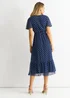 Gini London Navy Spot Chiffon Angel Sleeves Midi Dress - Size 8 Image 2