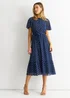 Gini London Navy Spot Chiffon Angel Sleeves Midi Dress - Size 8 Image 4