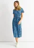 Gini London Blue Short Sleeve Animal Print Wrap Front Midi Dress - L/XL Image 4
