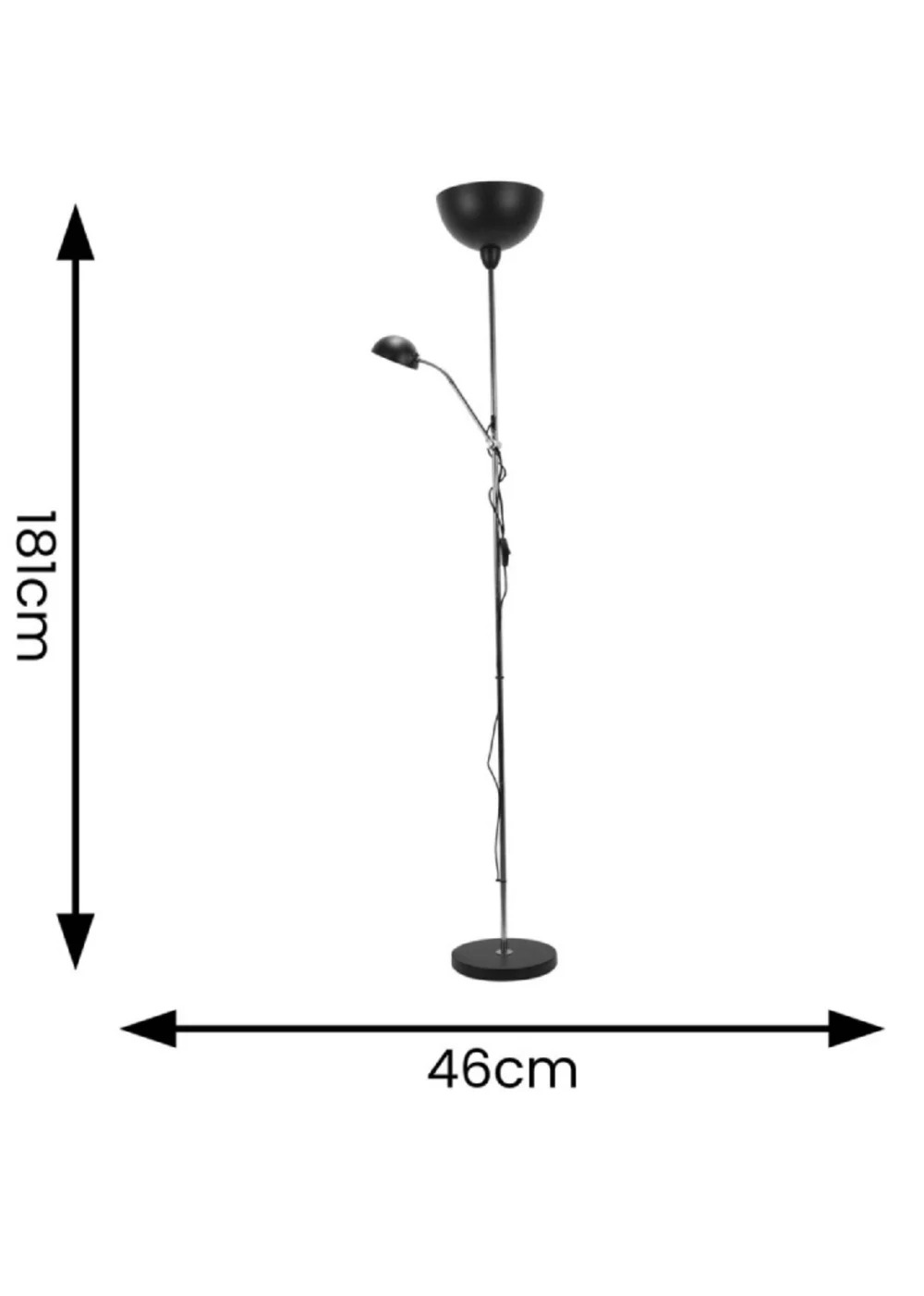 ValueLights Orion Matte Black Floor Lamp with White Shade - One Size Image 3