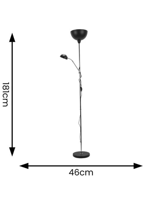 ValueLights Orion Matte Black Floor Lamp with White Shade - One Size Image 3