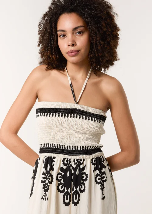 Blue Vanilla Stone Strapless Shirred Waist Jumpsuit - Medium/Large Image 3