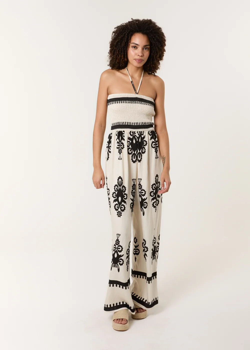 Blue Vanilla Stone Strapless Shirred Waist Jumpsuit - Medium/Large Image 1