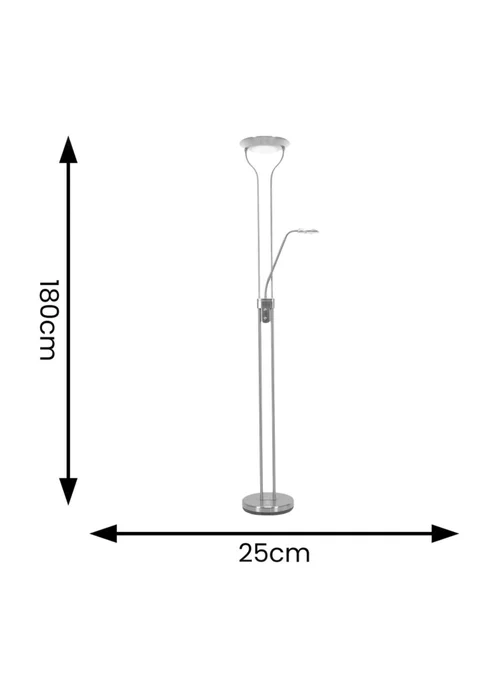 ValueLights Beata Dimmable Brushed Silver Floor Lamp - One Size Image 4