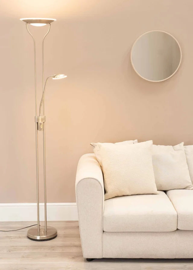 ValueLights Beata Dimmable Brushed Silver Floor Lamp
