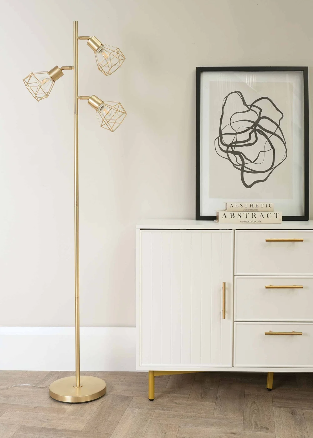 ValueLights Angus Brushed Floor Lamp with Gold Shade (162cm x 25cm x 25cm) - One Size Image 2