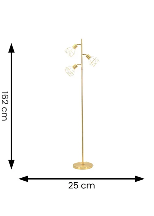 ValueLights Angus Brushed Floor Lamp with Gold Shade (162cm x 25cm x 25cm) - One Size Image 4
