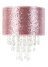 ValueLights Bonita Fabric Glitter Pink Drum Ceiling Pendant Shade (34cm x 28cm x 28cm) - One Size Image 3