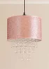 ValueLights Bonita Fabric Glitter Pink Drum Ceiling Pendant Shade (34cm x 28cm x 28cm) - One Size Image 2