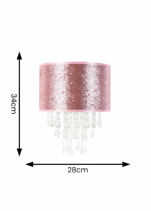 ValueLights Bonita Fabric Glitter Pink Drum Ceiling Pendant Shade (34cm x 28cm x 28cm) - One Size Image 6