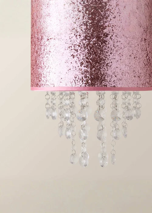 ValueLights Bonita Fabric Glitter Pink Drum Ceiling Pendant Shade (34cm x 28cm x 28cm) - One Size Image 4
