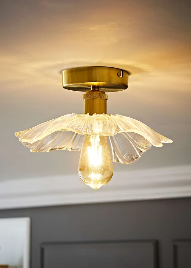 ValueLights Cassia Gold Semi-Flush Light (26.5cm x 14.5cm x 26.5cm)